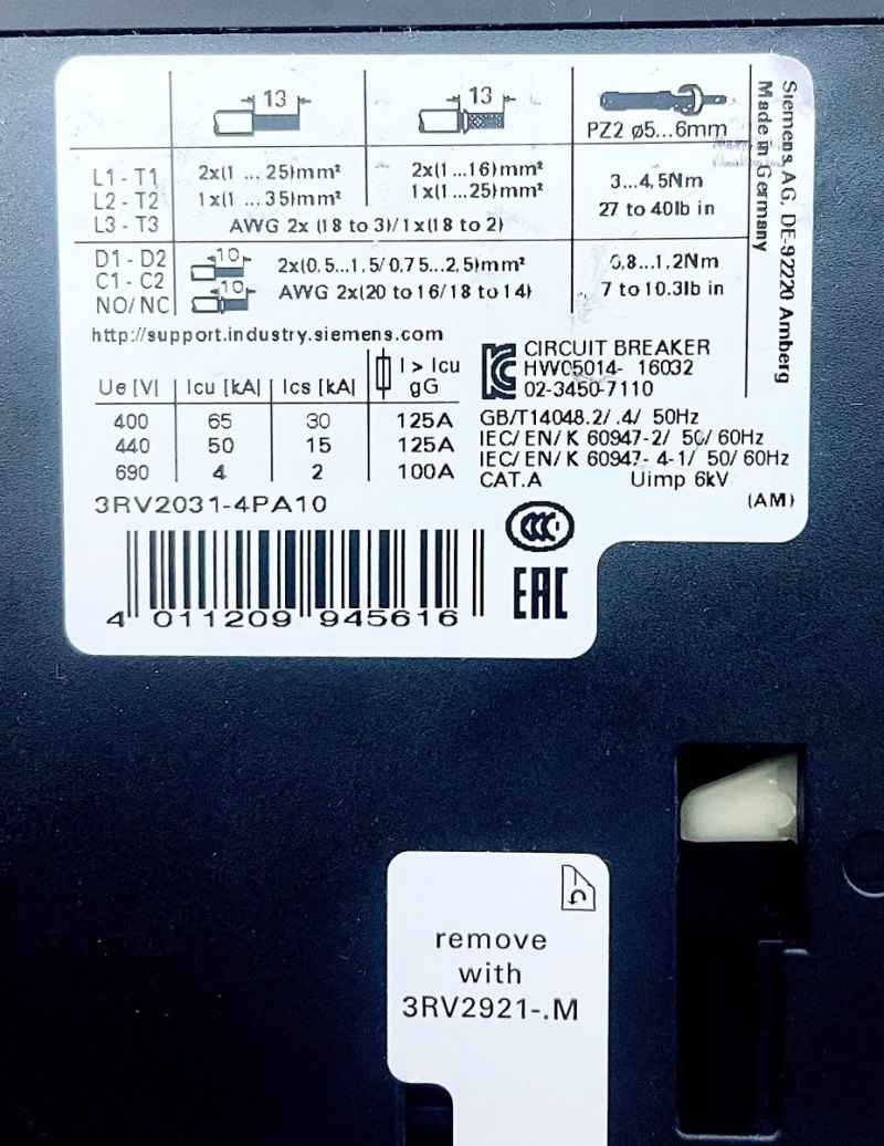 Siemens SIRIUS 3RV2031-4PA10