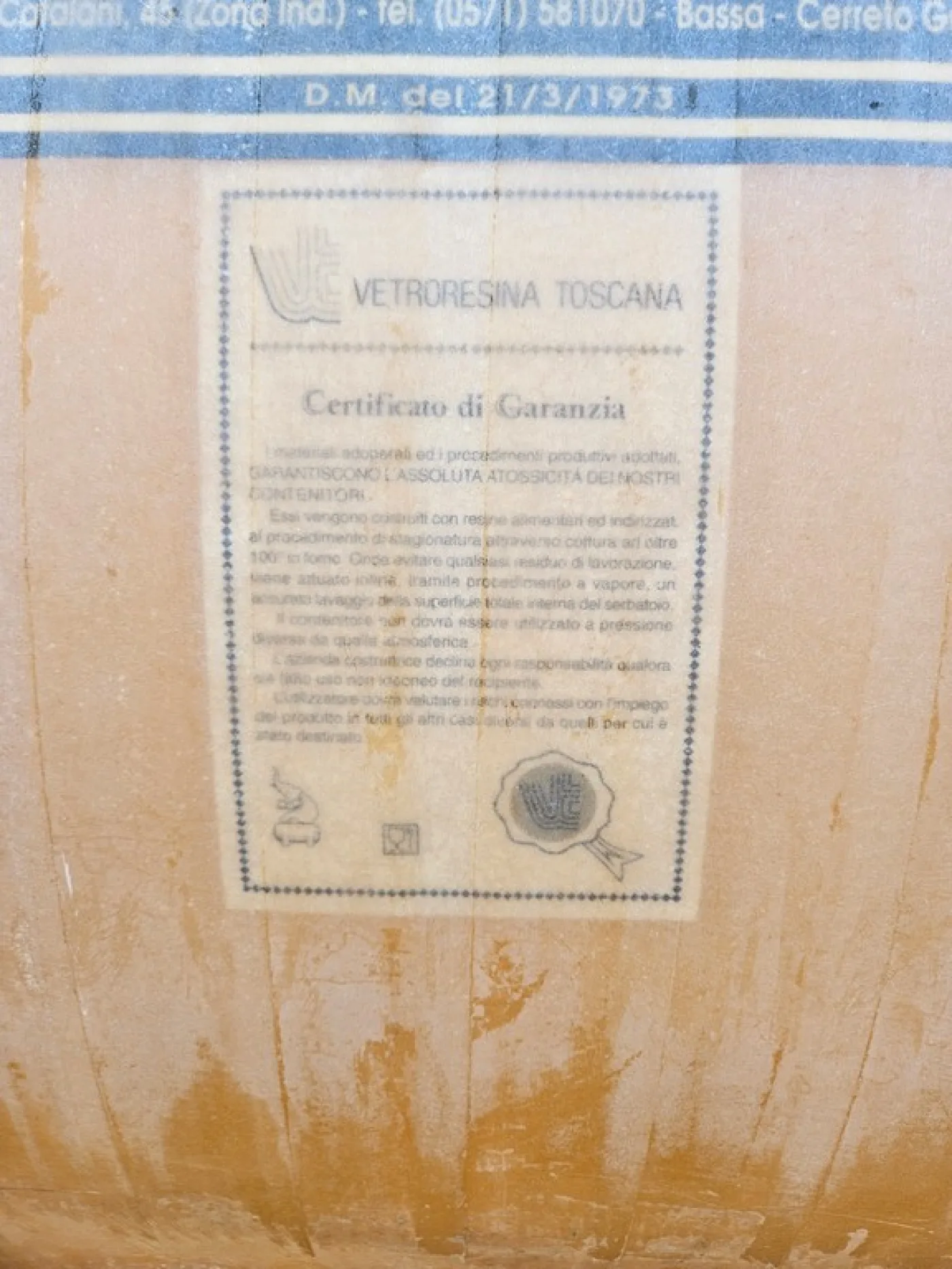 FIBERGLASS TANK LITERS 3000 (HL 30) FIRM VETRORESINA TOSCANA FOR CARRIAGE, SECOND-HAND EQUIPMENT - 2