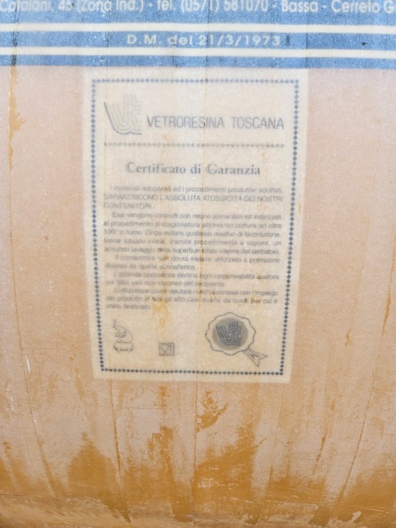 FIBERGLASS TANK LITERS 3000 (HL 30) FIRM VETRORESINA TOSCANA FOR CARRIAGE, SECOND-HAND EQUIPMENT