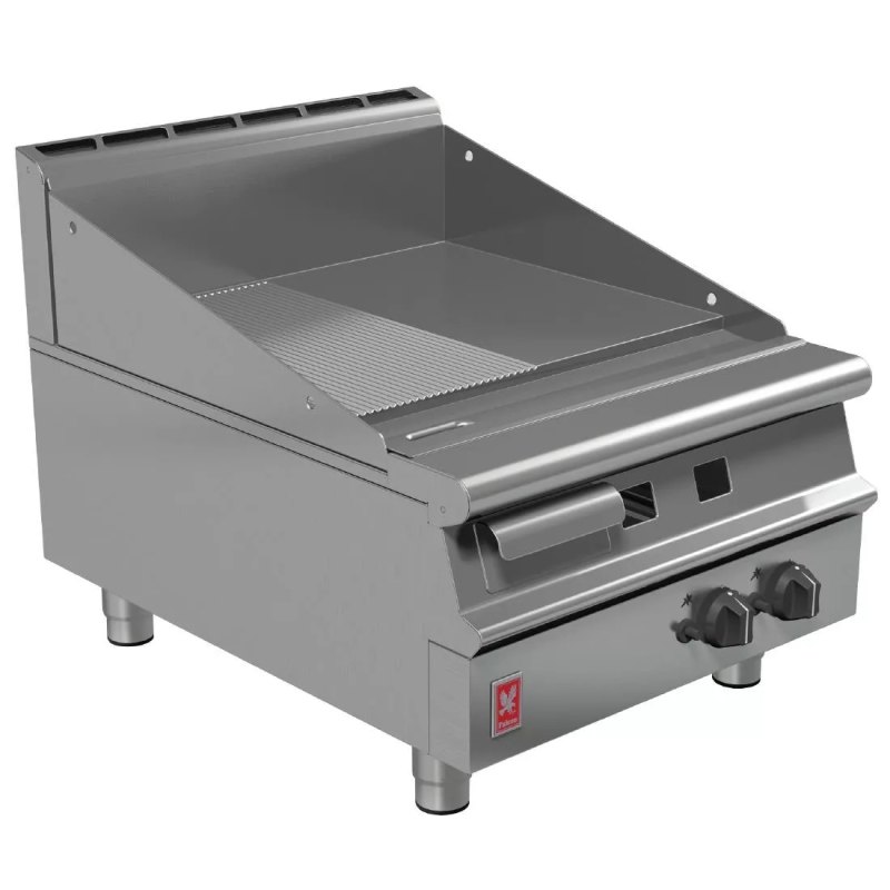 Falcon Dominator Plus 600mm Wide Half Ribbed Natural Gas Griddle G3641R - islandcatering