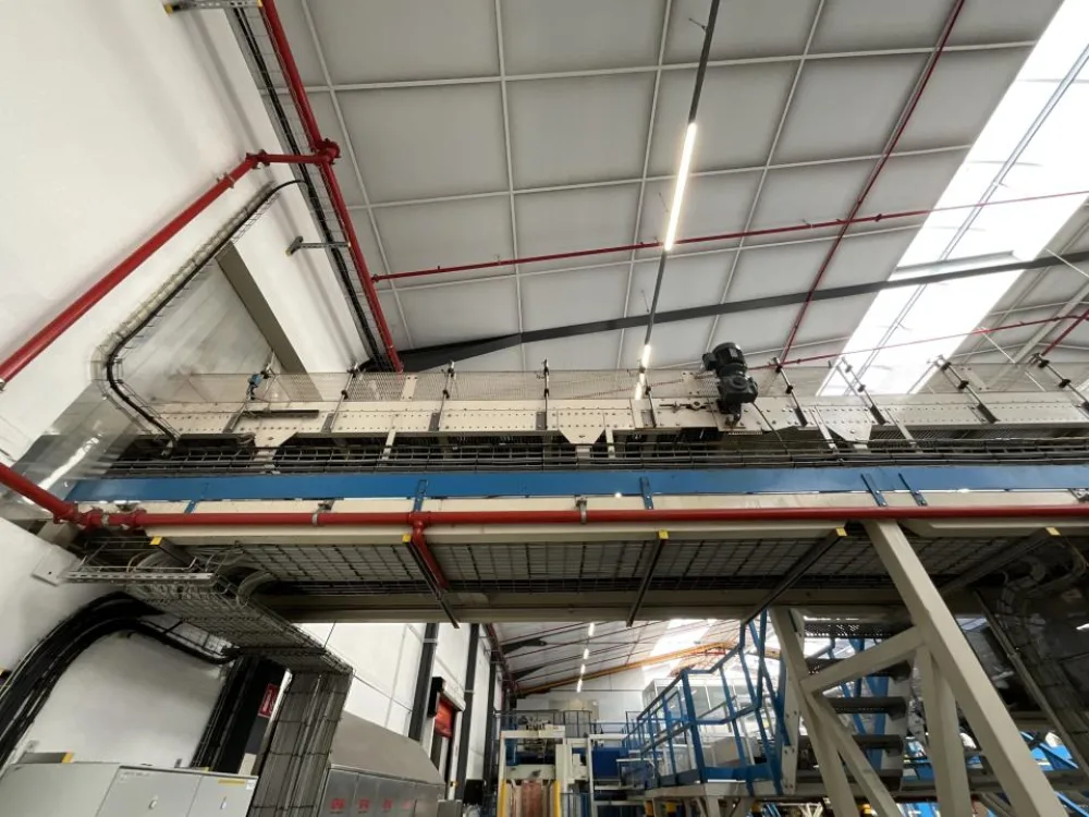 Sipac Sipac and Anduze Overhead Conveyor Belt from Spiral Elevator to Palletiser - Line 1
