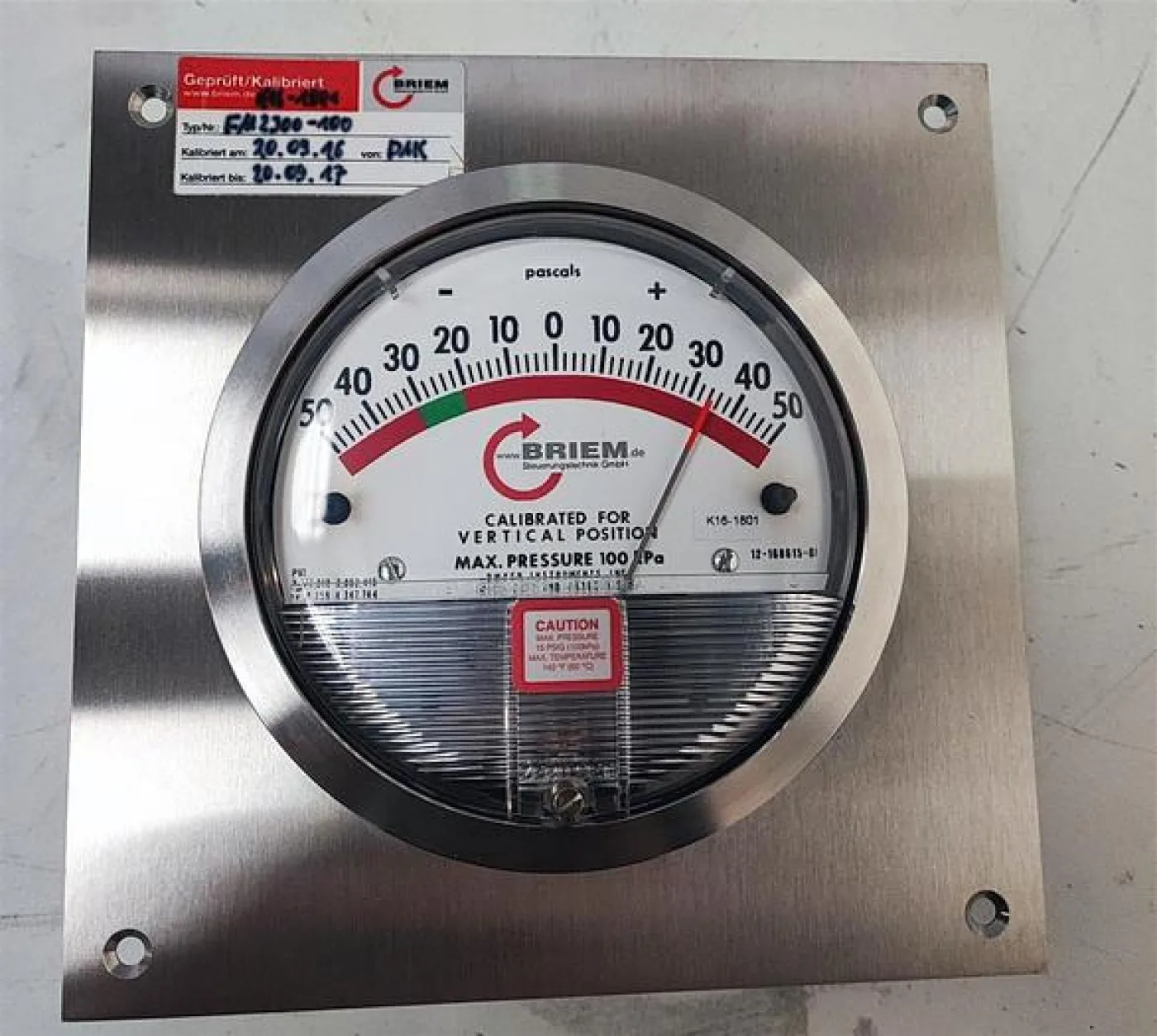 Briem Differenzdruckmessgerät Serie2300 -50 bis +50 Pascal - 1