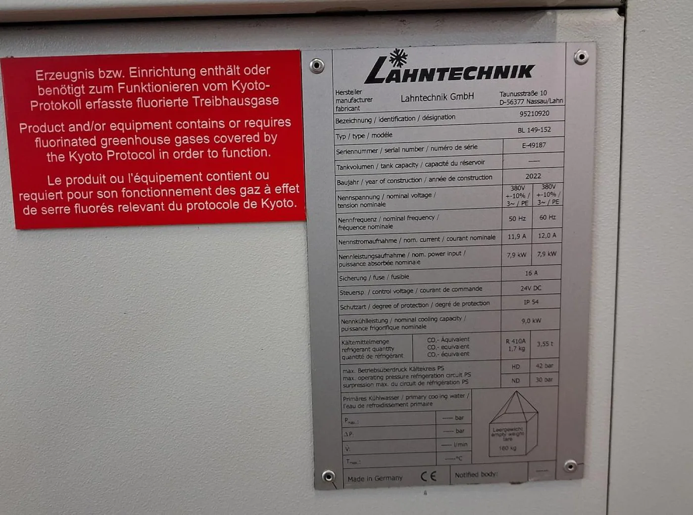 Lahntechnik Rückkühler / Industriekühlaggregat Typ BL 149-152 - 6