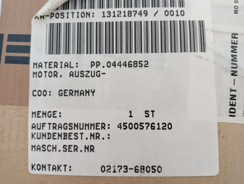 Heidelberg Quasar Motor Auszug PP.04446852