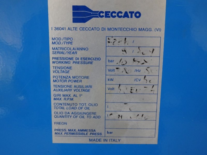 SCREW COMPRESSOR CECCATO MODEL RL40, SECOND-HAND MACHINE