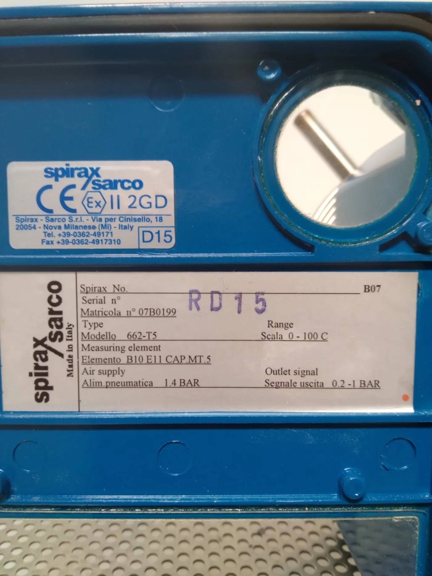 REGOLATORE TRASMETTITORE PNEUMATICO – SPIRAX SARCO – MOD. 662-T5 - 6