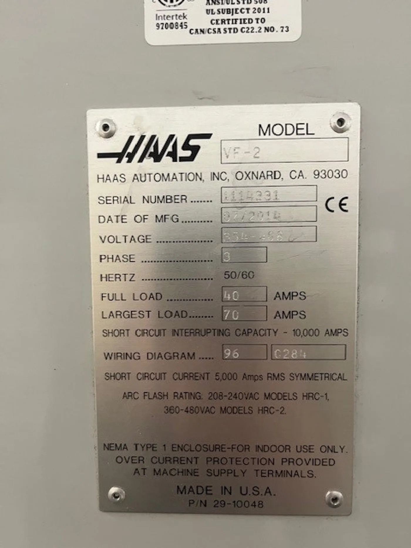 CNC Vertical Machining Center – HAAS VF2 - 2
