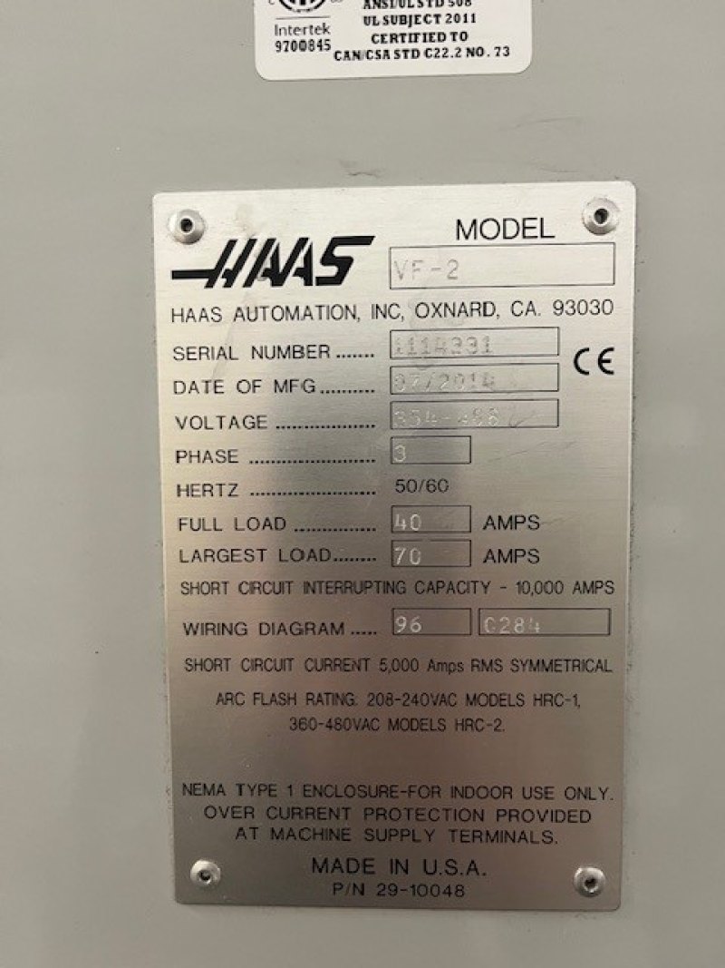 CNC Vertical Machining Center – HAAS VF2