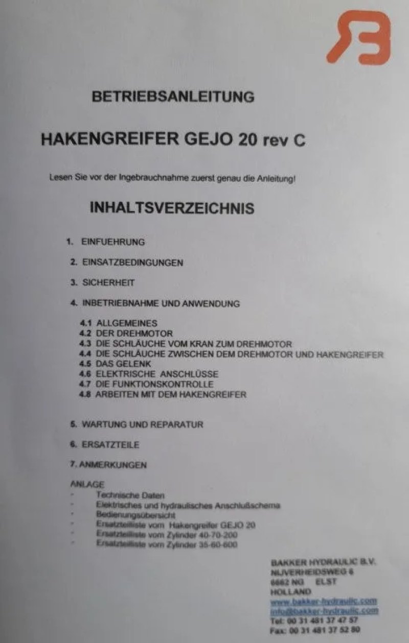 Gejo 20 rev C Hakengreifer BAKKER