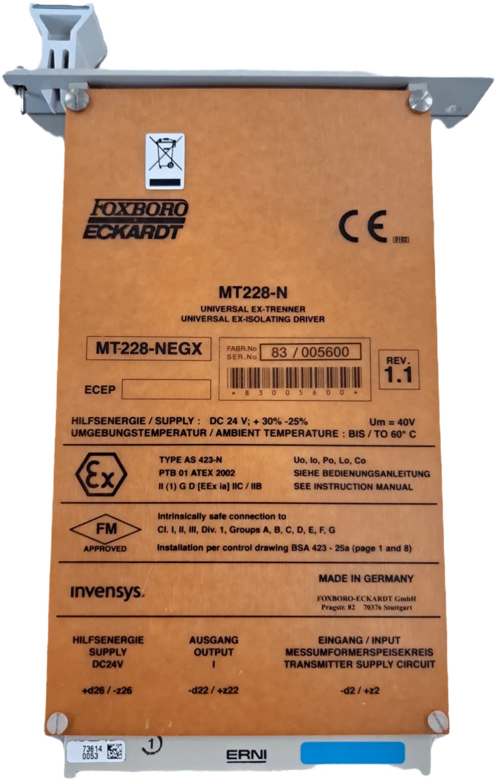 Foxboro Eckardt MT228-N Messumformerspeisegerät
