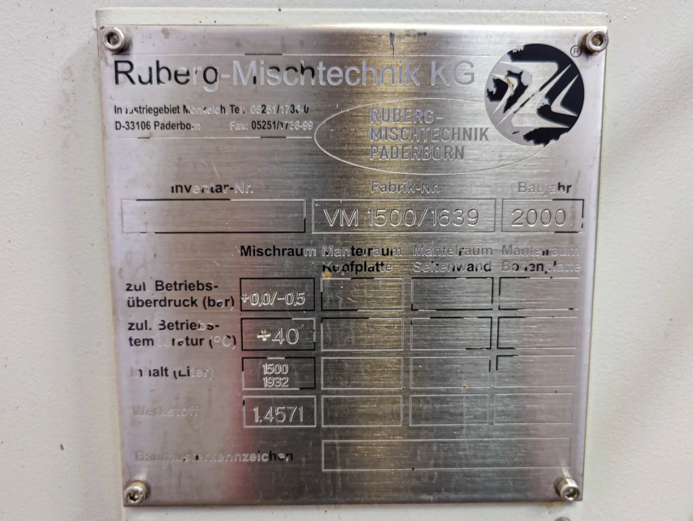 Ruberg Mischtechnik KG (Amixon) VM1500 - Ribbon blender - 5