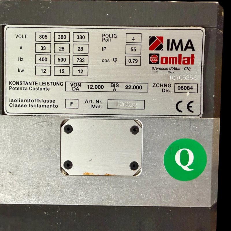 OMLAT Hauptspindel Motorspindel Motor Hauptmotor Typ mW 13,5 10 4 12 kW Art Nr 120522 IMA CNC (spindle motor, main spindle)