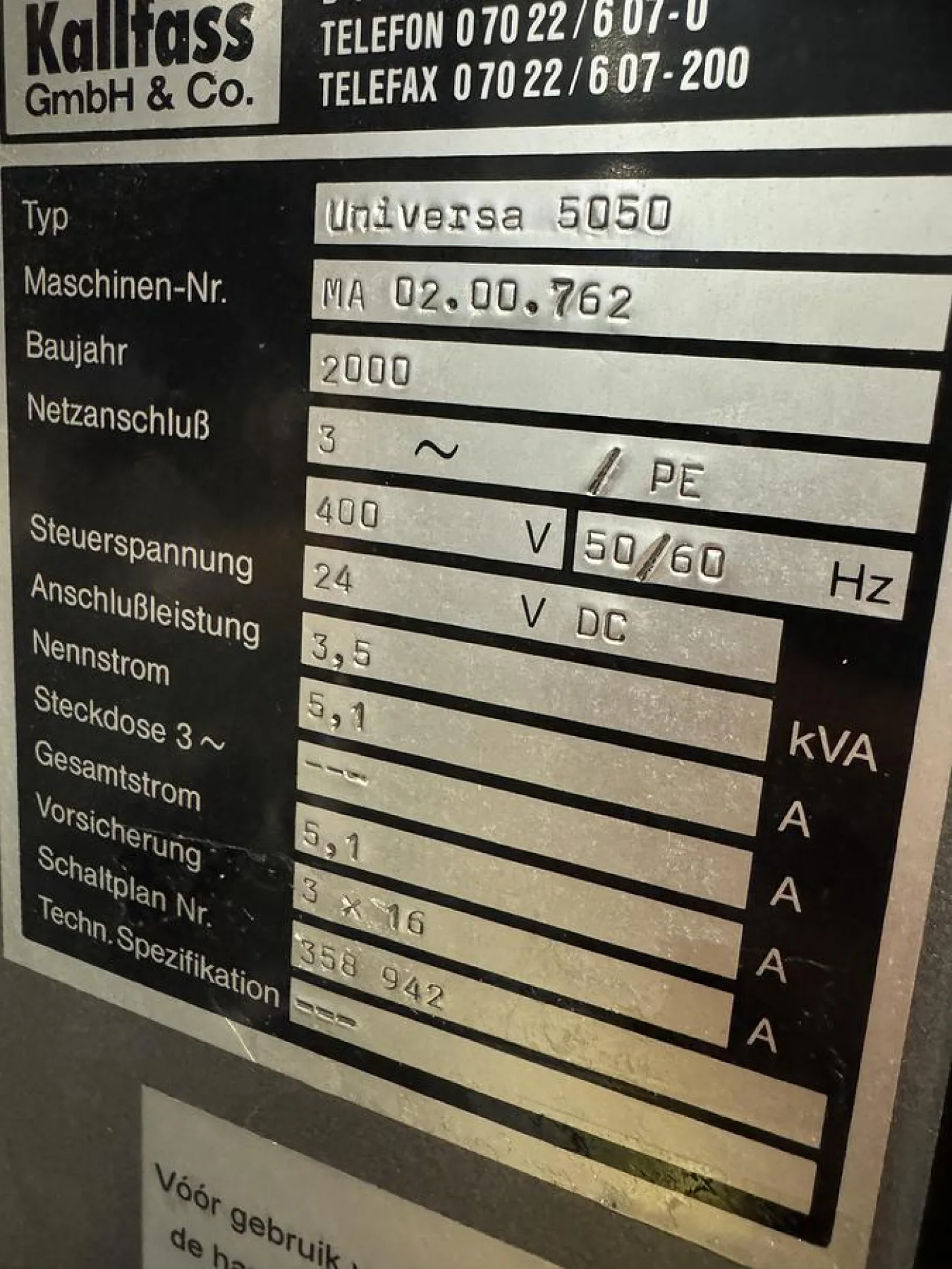 2000 Kallfass Universa 5050 + Compact 650 - 3