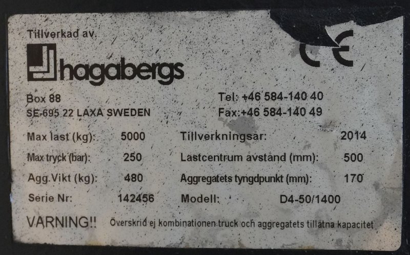 Zinkenverstellgerät Hagabergs IZVG D4-50/1400 (2014)