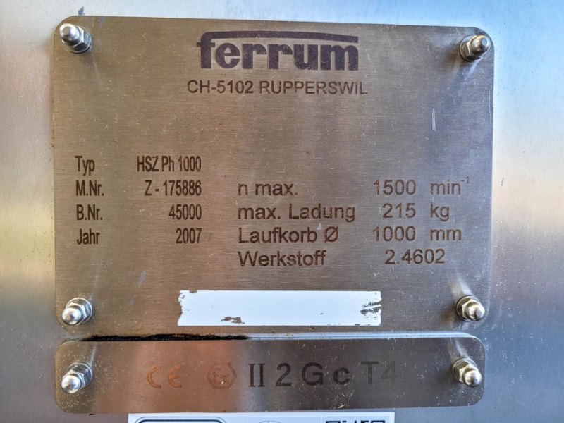 Ferrum HSZ PH 1000 (Hastelloy C-22) - Peeling centrifuge