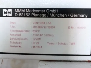 FORNO DI ESSICCAZIONE DA LABORATORIO – MMM MEDCENTER GMBH – MOD. VENTICELL 55