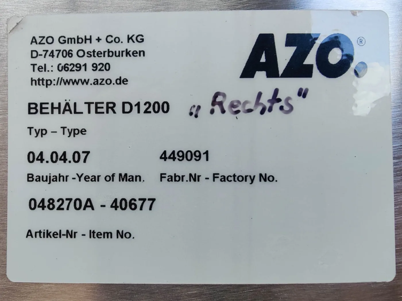AZO Behälter D-1200 - Silo - 4