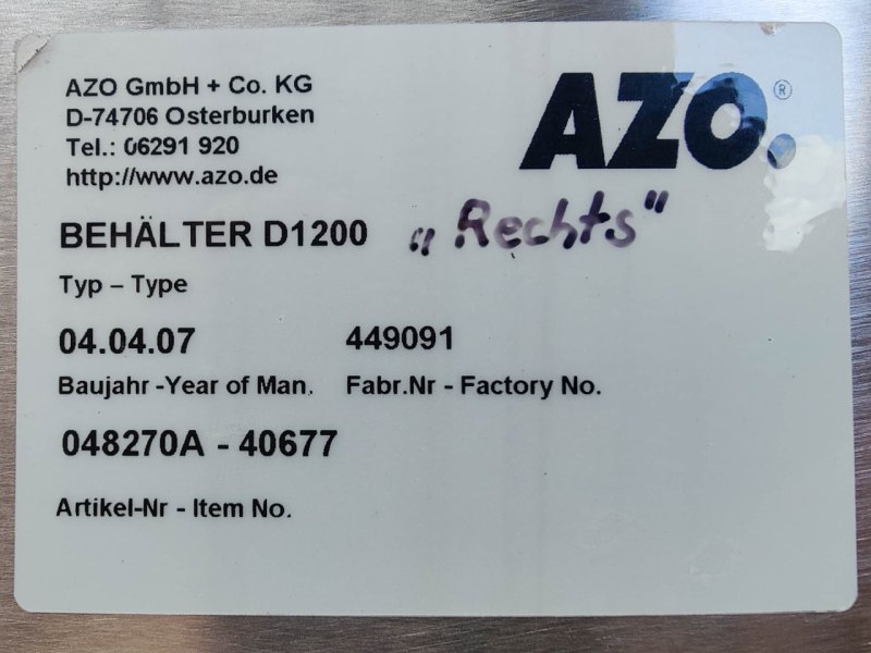 AZO Behälter D-1200 - Silo