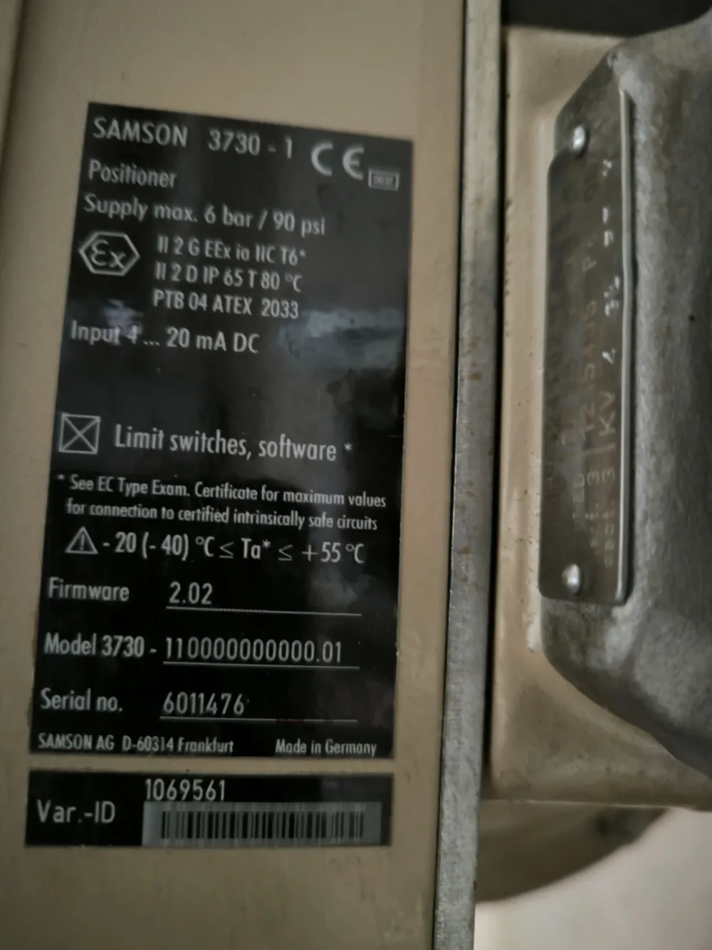 PROPORTIONAL SOLENOID VALVE SAMSON DN25 PN40