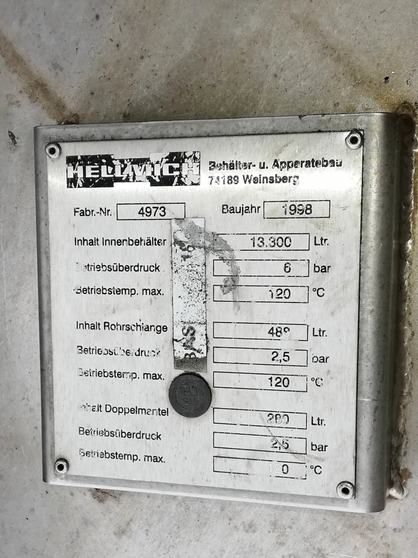 Hellmich 10.500 Ltr. - Stainless Steel Reactor - 8