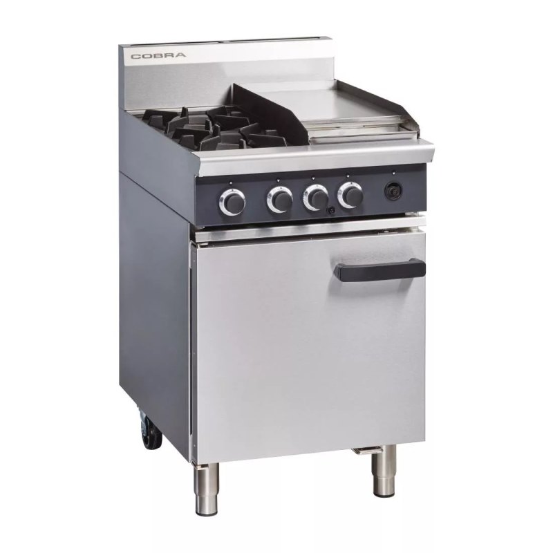 Blue Seal Cobra Natural Gas Range 2 Burner Static Oven with Griddle CR6C/N - islandcatering