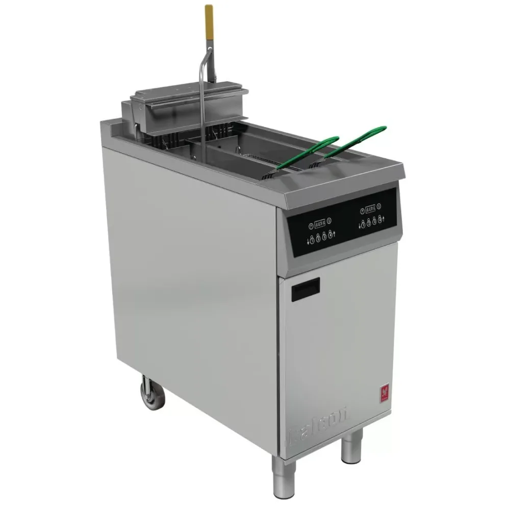 Falcon 400 Series Twin Pan Twin Basket Electric Filtration Fryer Programmable with Fryer Angel - islandcatering