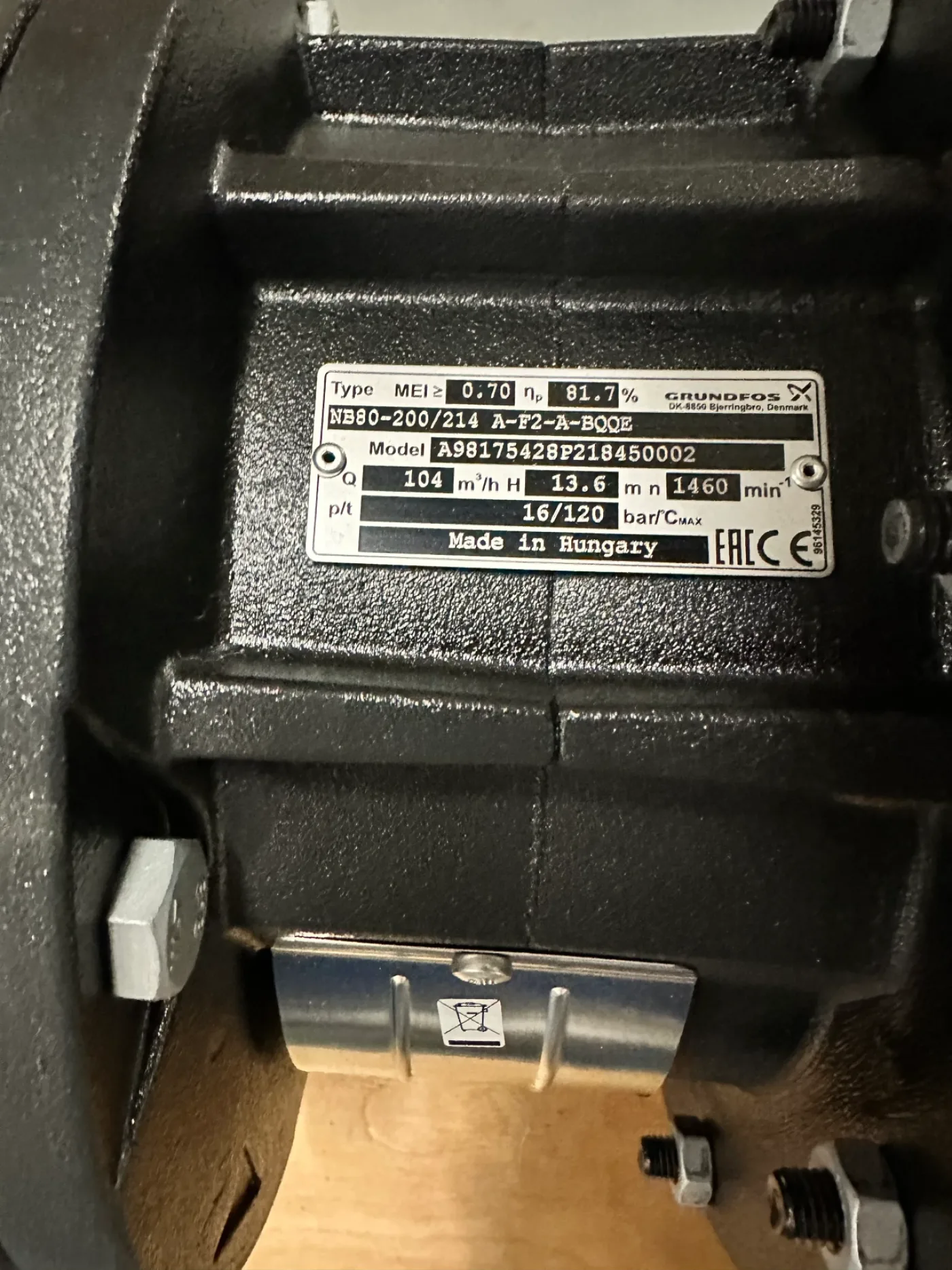 Grundfos Einstufige Blockpumpe NB80-200/214 A-F2-A-BQQE - 2