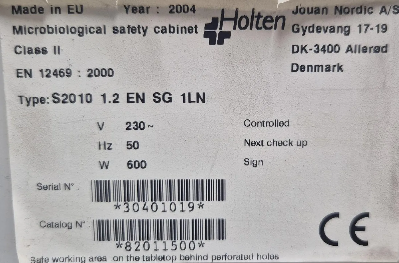 Holten, Jouan Nordic A/S Sicherheitswerkbank der Klasse II S2010 1.2 EN SG 1LN - 5