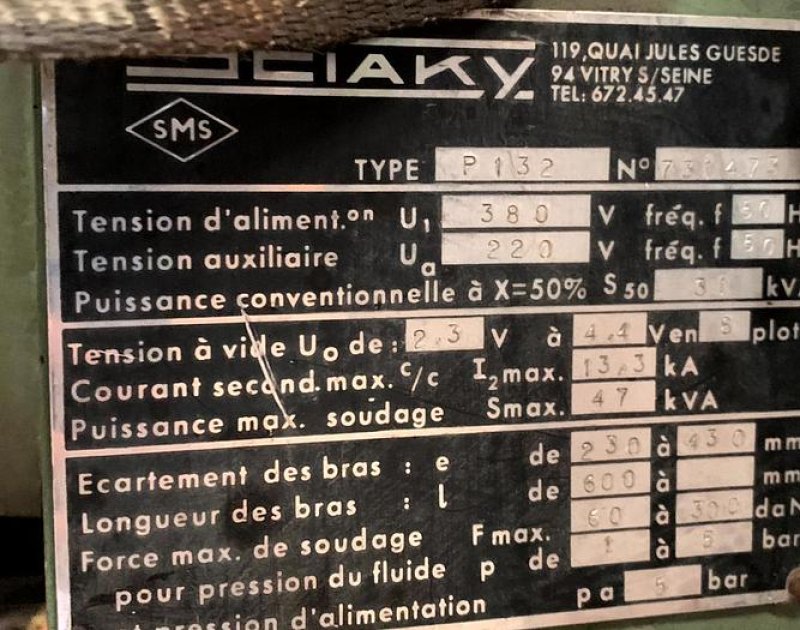 Máquina de soldar por pontos Sciaky