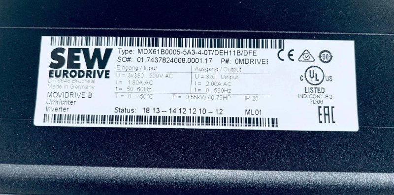 SEW Eurodrive Movidrive Umrichter MDX61B0005-5A3-4-0T mit BW090-P52B
