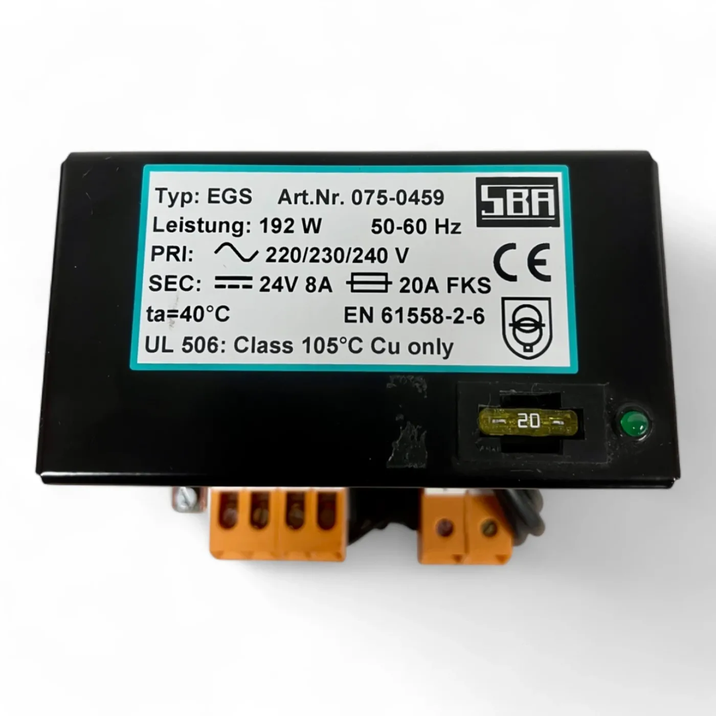 SBA Transformator Typ EGS 24V 8A 192W – Art.Nr. 075-0459 - 4
