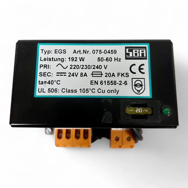 SBA Transformator Typ EGS 24V 8A 192W – Art.Nr. 075-0459