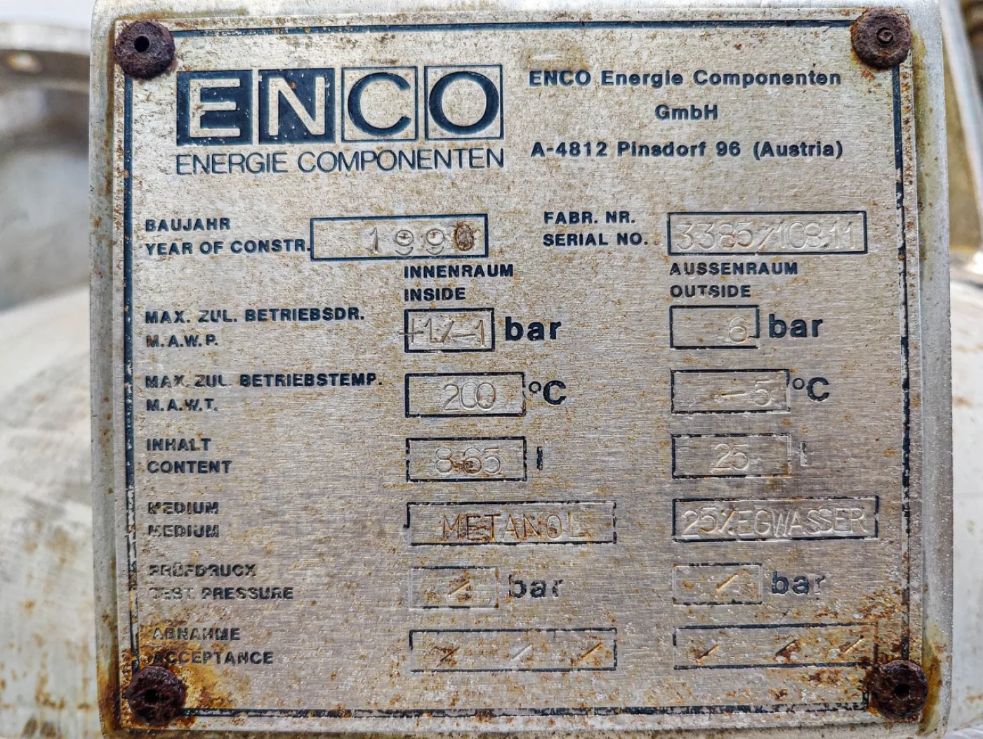 Enco 865 Ltr. - Pressure vessel - 6