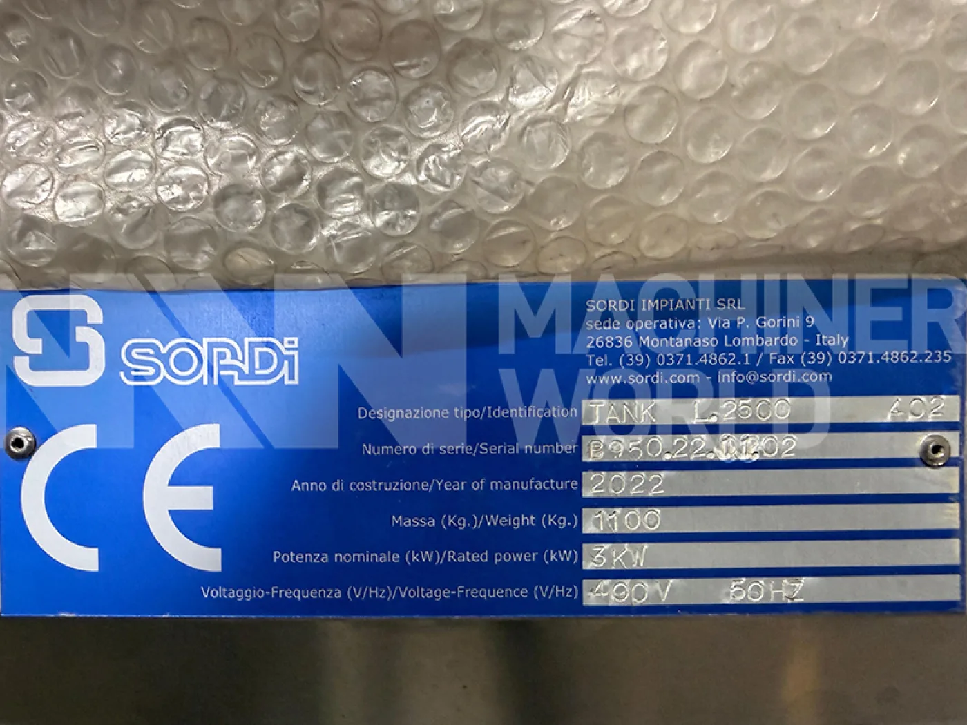 2,500 Ltr Sordi 316 Grade Stainless Steel Jacketed Tank with Sharp Conical Bottom and Scraped Surface Mixer (Year 2022 – NEVER USED) - 5