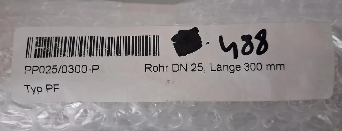 Normag Rohr DN 25, Länge 300 mm – Typ PF Borosilikatglasrohr - 3