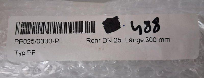 Normag Rohr DN 25, Länge 300 mm – Typ PF Borosilikatglasrohr