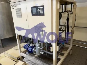 Scheiben-Temperiermaschine SOLLICH - Type MSV-1000-A3 für ca. 1.000 kg pro Stunde.