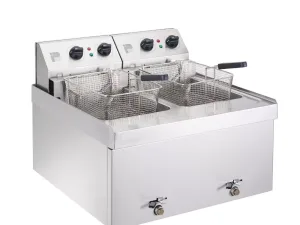 Parry Twin Tank Twin Basket Countertop Electric Fryer NPDF6 - islandcatering