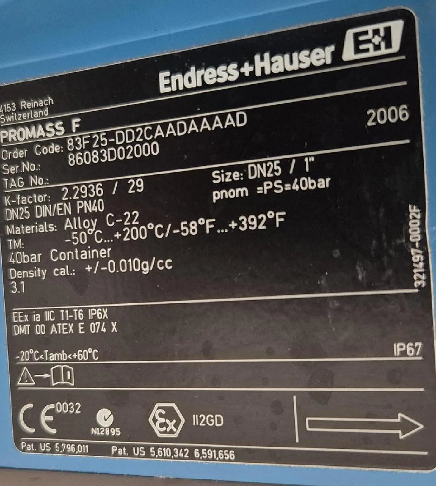 Endress und Hauser Durchflussmesssystem - PROMASS F - 6