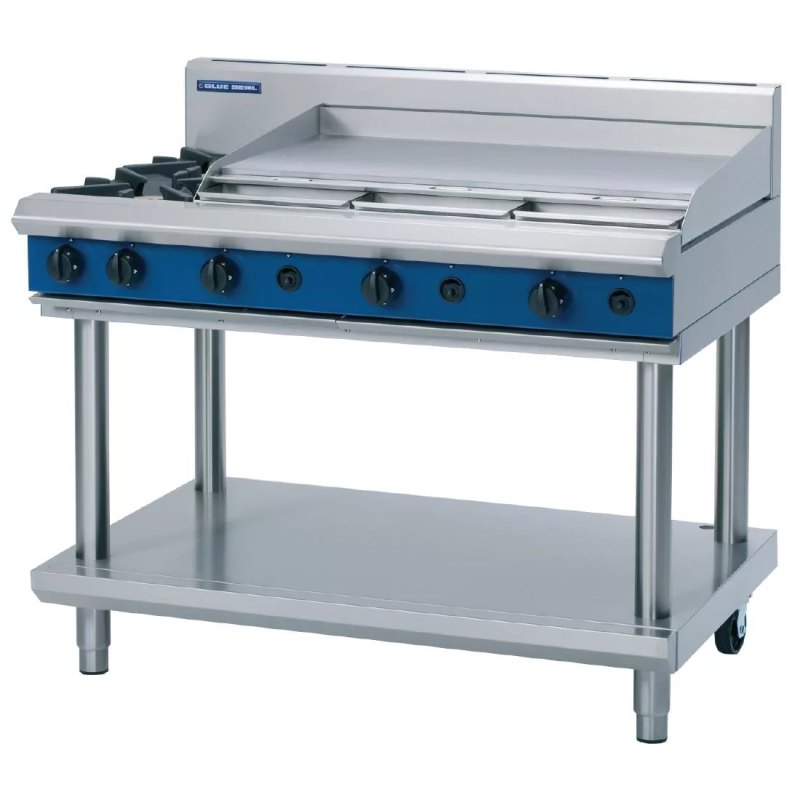 Blue Seal Evolution Cooktop 2 Open/1 Griddle Burner LPG on Stand 1200mm G518A-LS/L - islandcatering