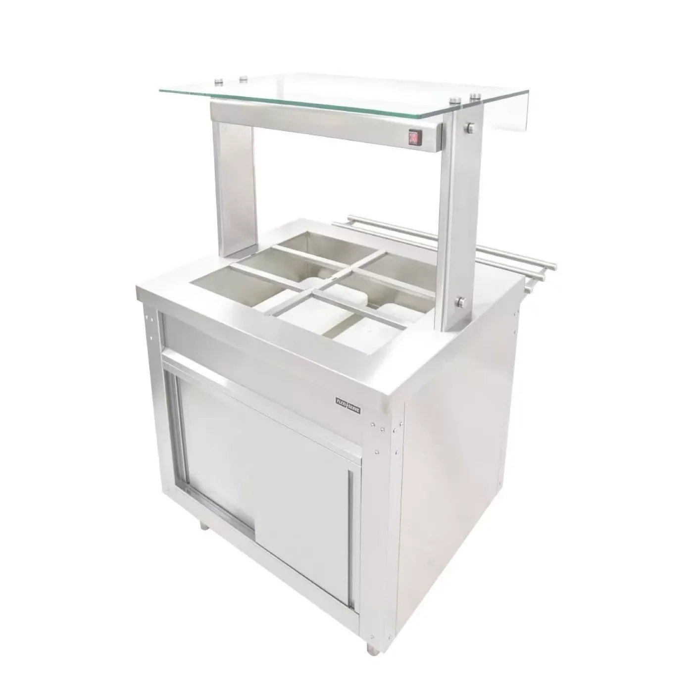 Parry Flexi-Serve Ambient Cupboard with Chilled Well and LED Illuminated Gantry FS-AW2PACK - islandcatering - 2