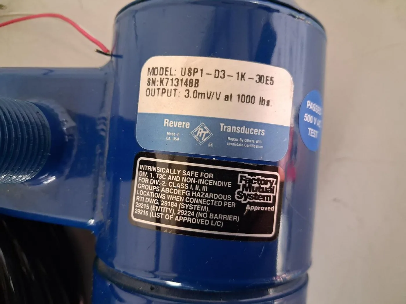 Revere Model DSP1-D3-1K-30E5 Kraftsensor / Load Cell Transducer - 3