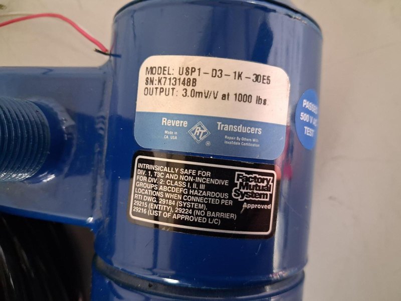 Revere Model DSP1-D3-1K-30E5 Kraftsensor / Load Cell Transducer