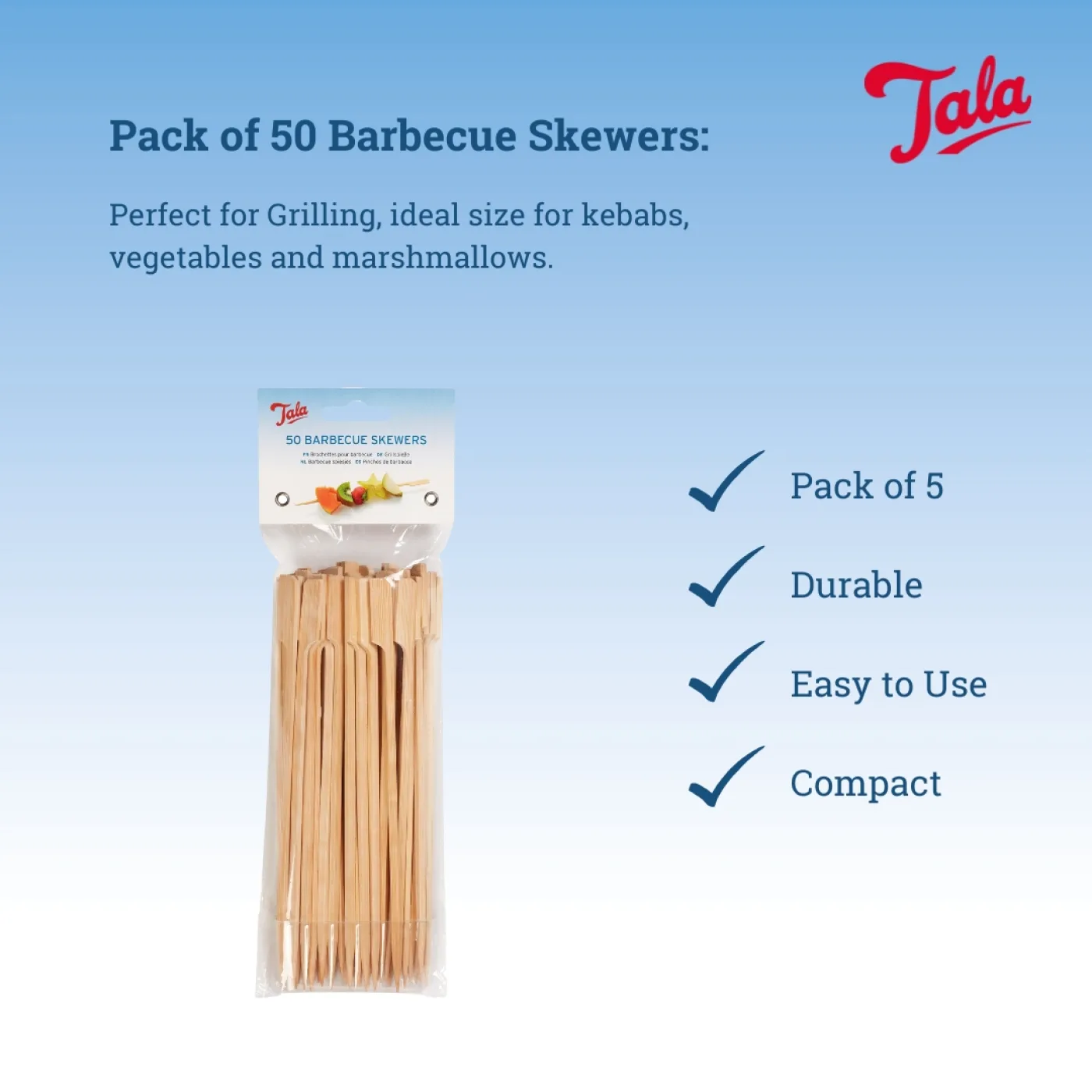 Tala Bamboo Skewers 18cm – 300 Skewers (6 Packs of 50) - islandcatering - 1