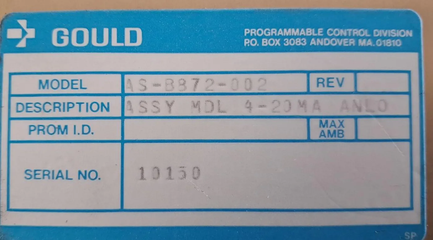 Gould AS-B872-002 Rev F PLC Module - 6