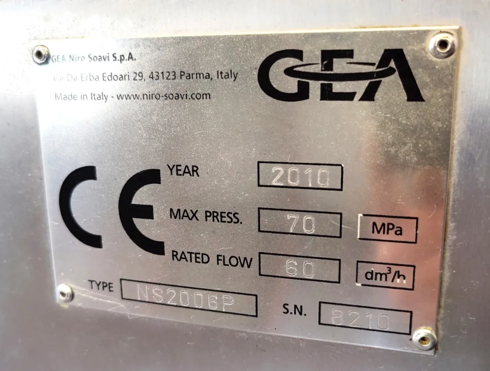 GEA Niro Ariete NS2006P - Piston homogeniser