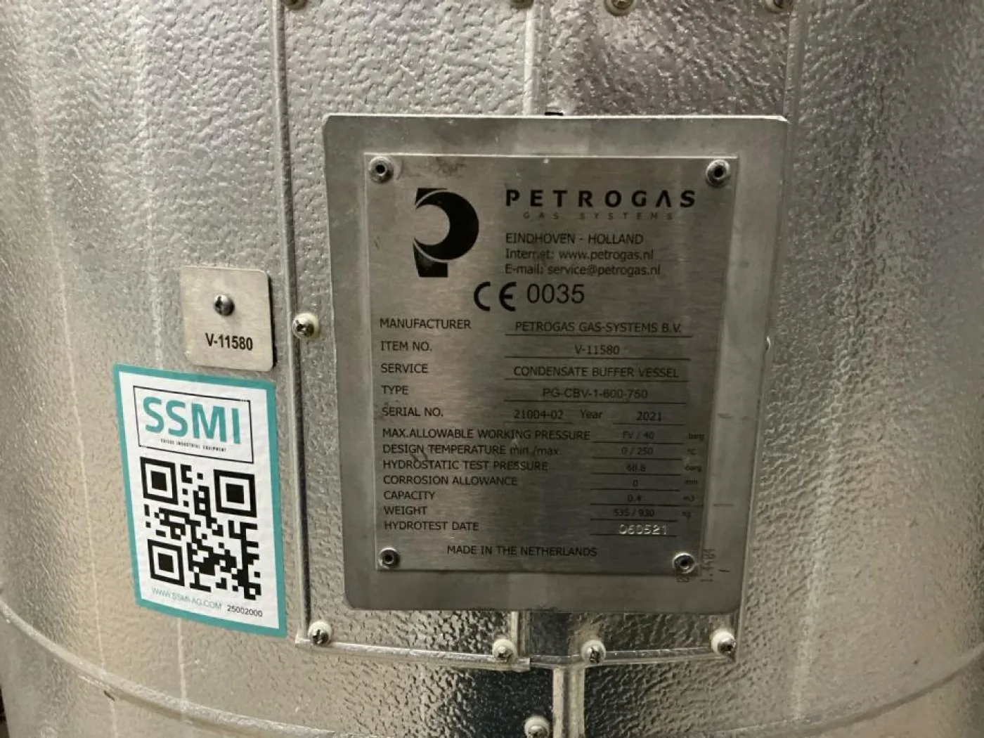 2021 Petrogas Steam Condensate Vessel - 2