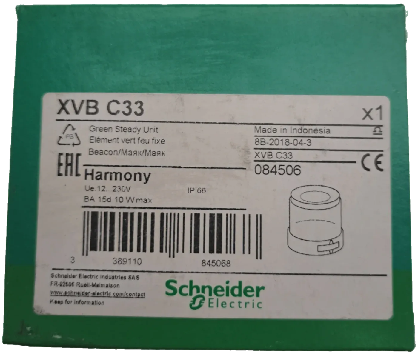 Schneider Elektric XVBC33 Leuchtelement, Dauerlicht Grün - 1