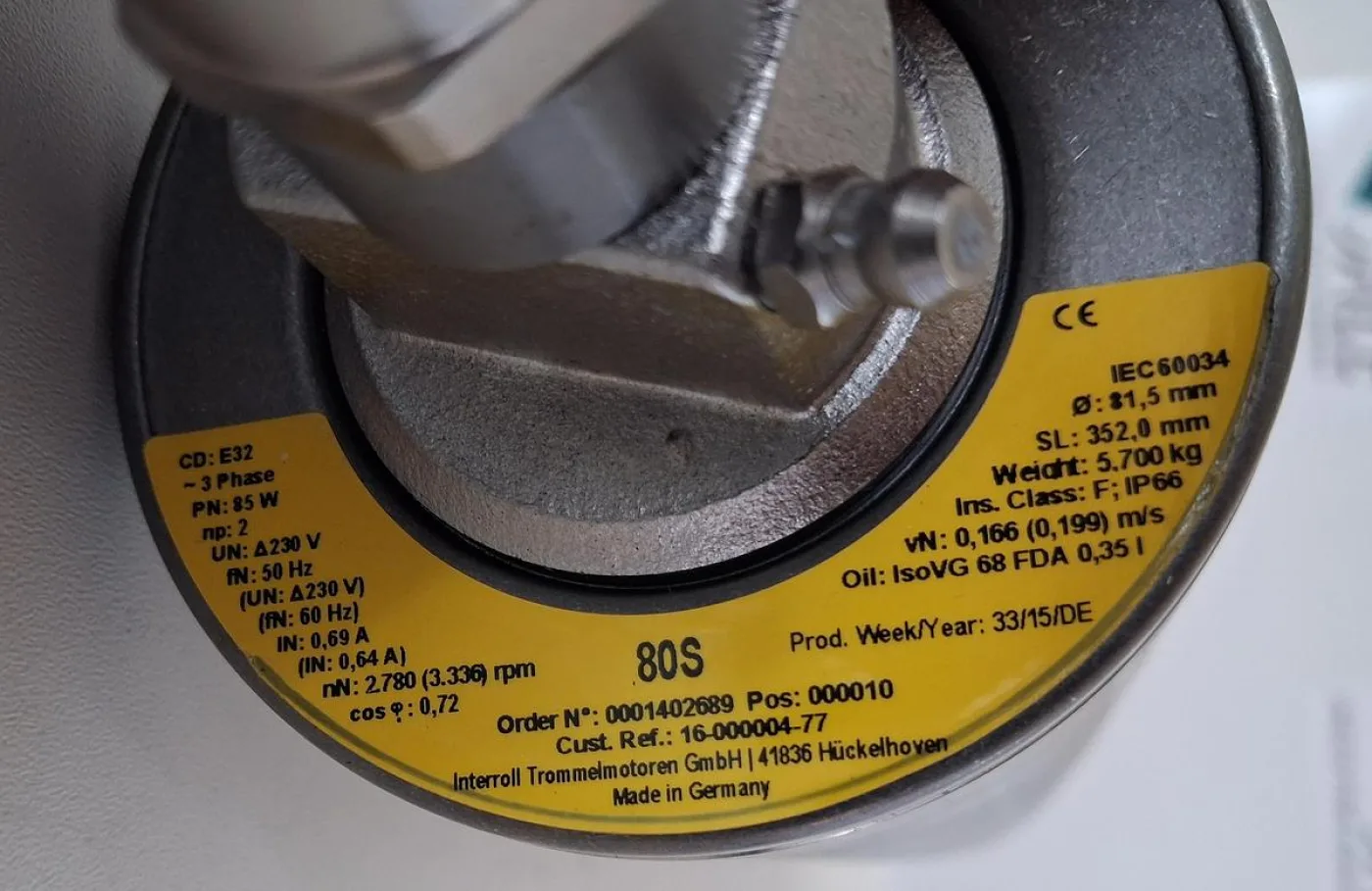 Interroll 80S Trommelmotor / Drum Motor - 7