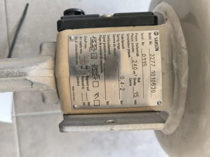 PROPORTIONAL VALVE SAMSON DN15 PN40 WITH PNEUMATIC ACTUATOR 324102